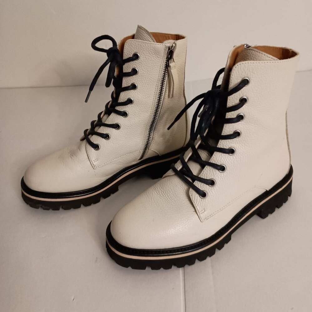 M Gemi Benedetta Leather Combat Boots Sand Beige Women’s Size 6.5 Like New - Picture 16 of 16